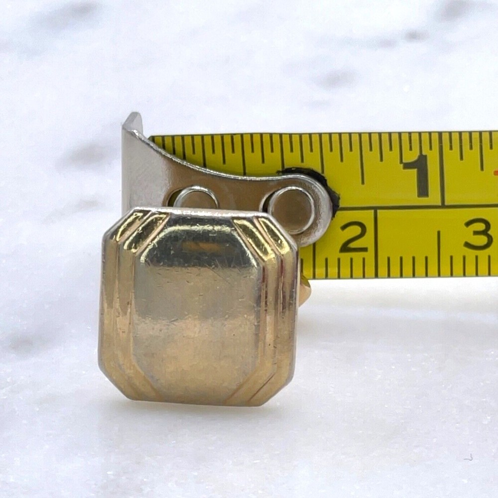 Vintage Mens Swank Gold Tone Square Geometric Bullet Back Small Cufflinks - Picture 4 of 4